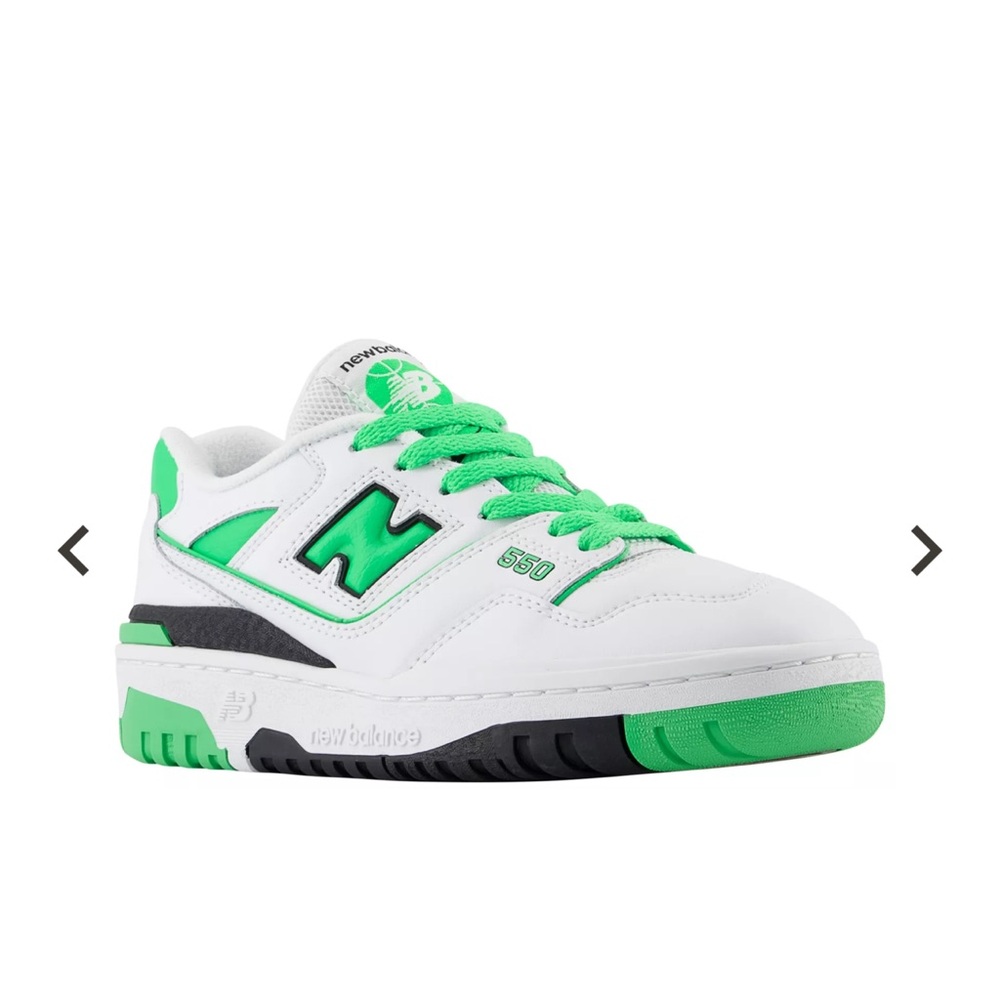 New Balance Kids' White and Bright Green Sneakers